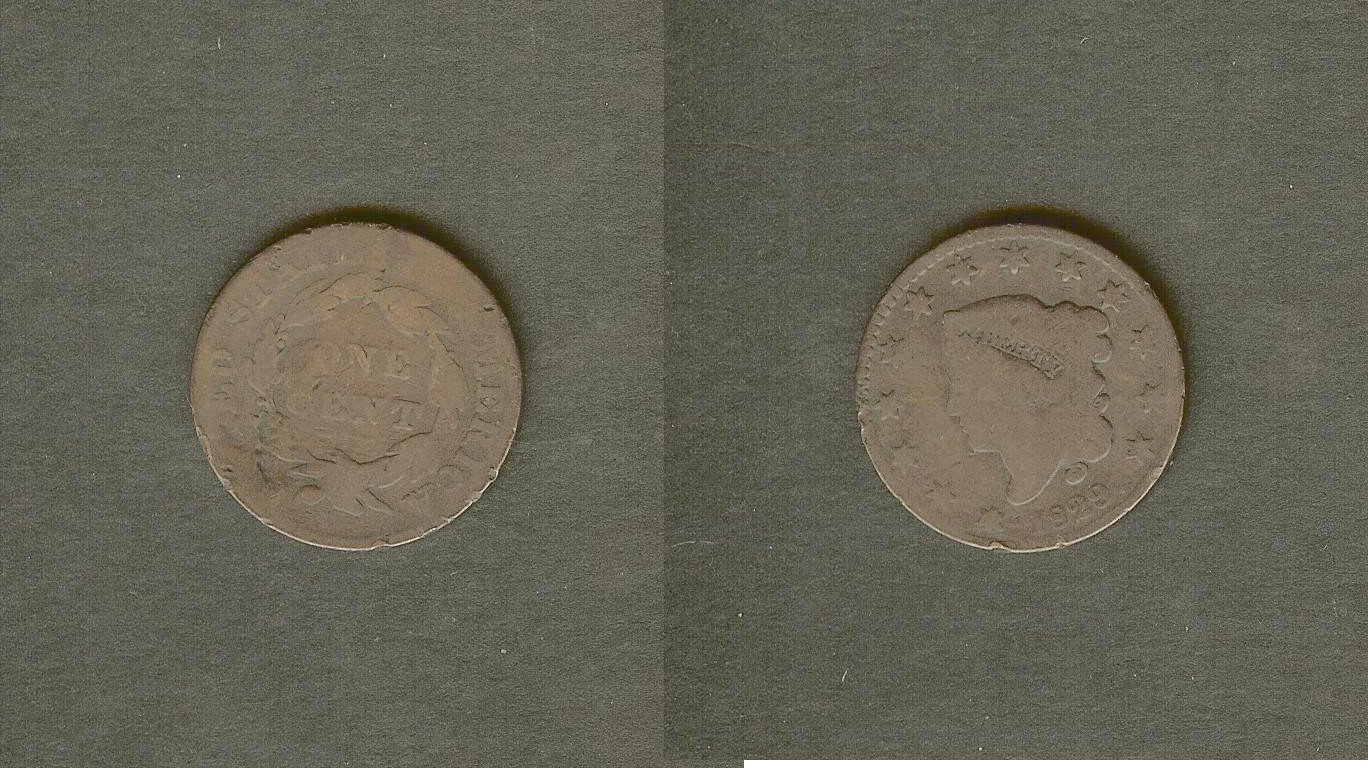 USA 1 cent matron head 1829 aF